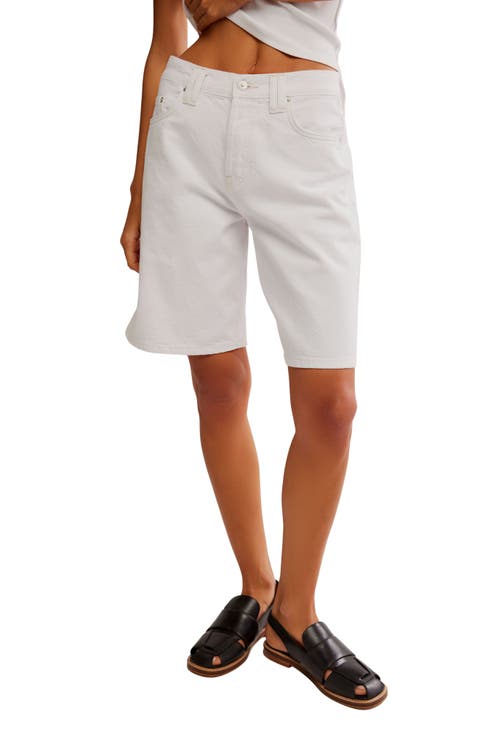 Montana High Waist Denim Walking Shorts (Snowfall)