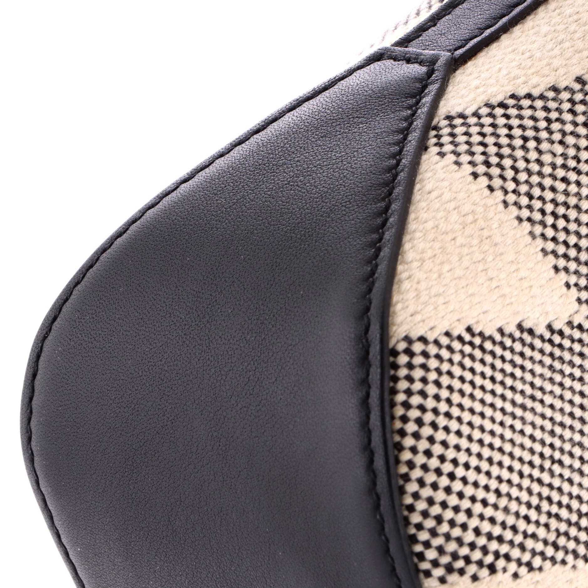 Cabas H en Biais Tote Canvas with Leather 27, Alternate, color, Noir