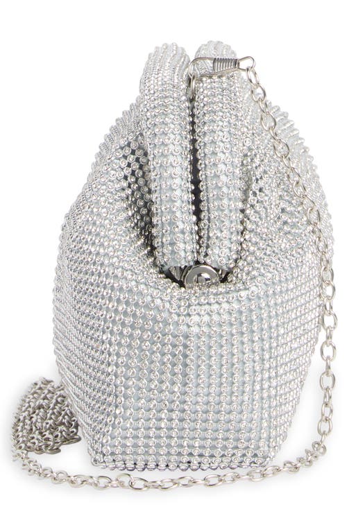 Jessica Mcclintock Kiana Rhinestone Frame Top Clutch In Silver