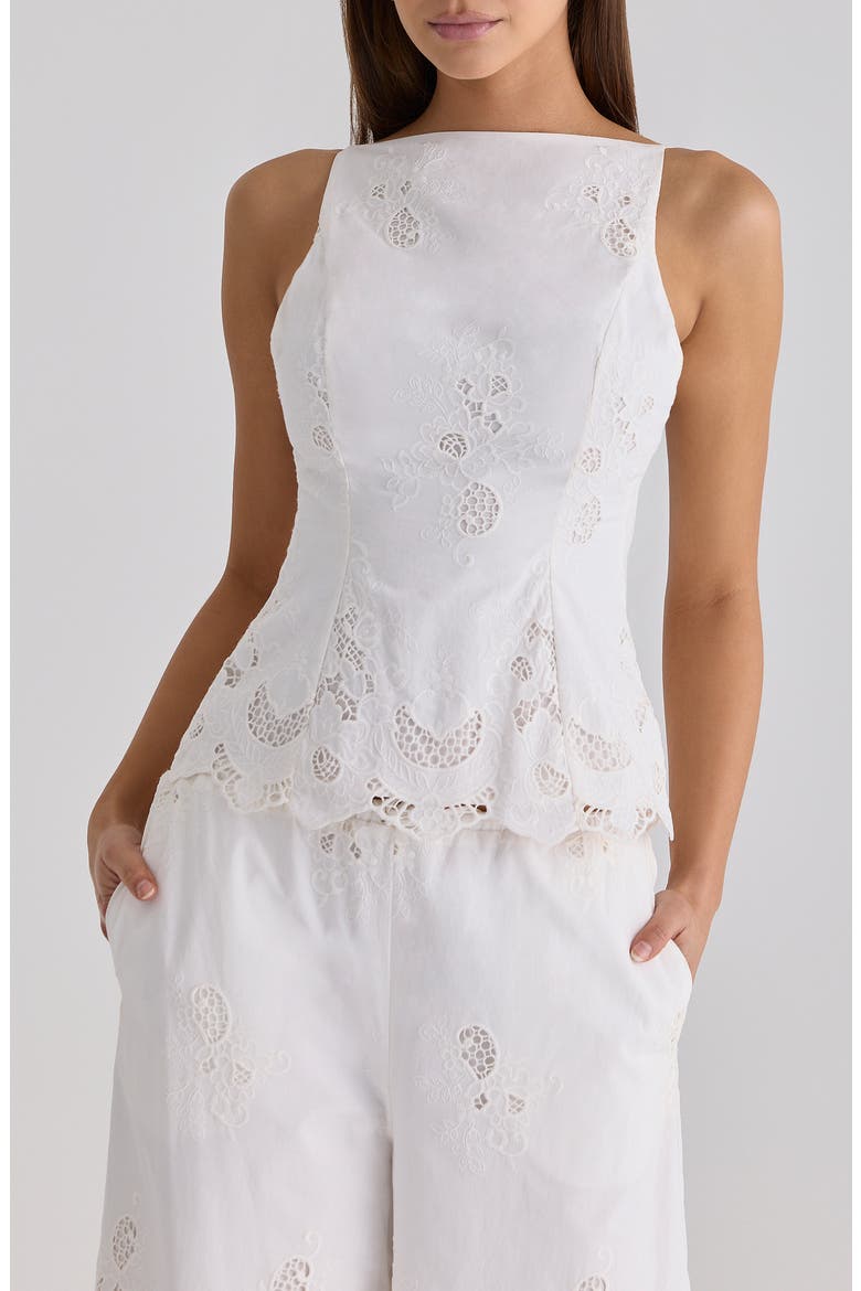 Nolia Broderie Anglaise Cotton Bow Back Top, Main, color, WHITE