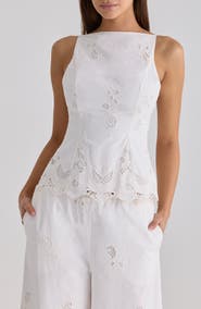 HOUSE OF CB Nolia Broderie Anglaise Cotton Bow Back Top