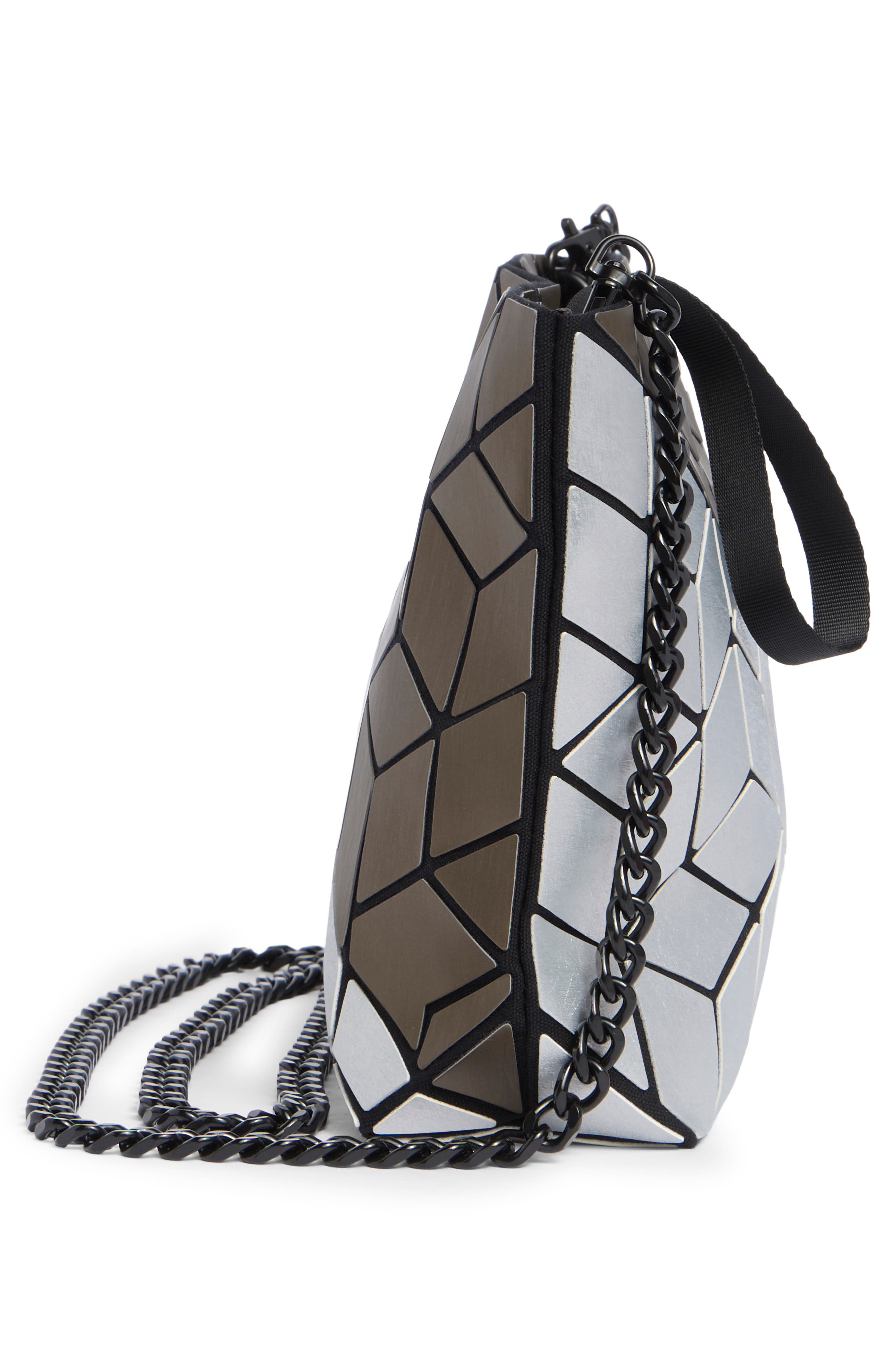 Diagonal Two-Tone Faux Leather Clutch, Alternate, color, BROWN/ BRONZE