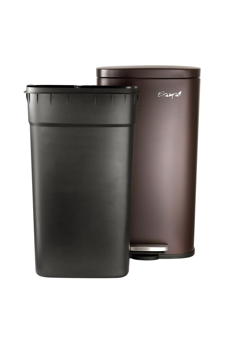 Elama 3 Piece 8 Gallon and 1.3 Gallon Stainless Steel Step Trash Bin Combo Set with Slow Close Mechanism, Alternate, color,