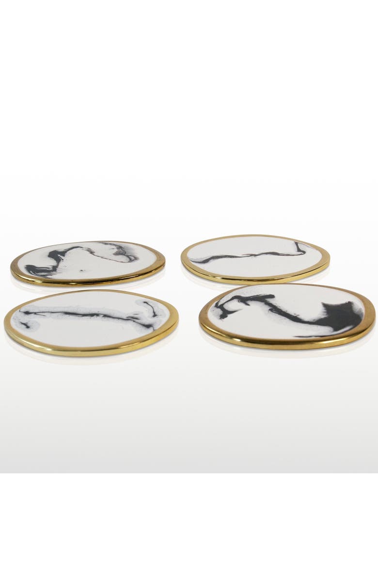 Bianco Nero Coaster - Set of 4, Main, color, White