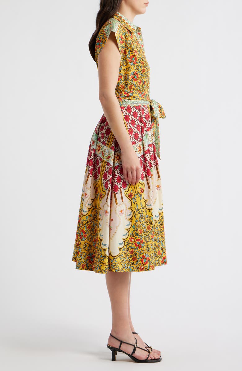 Elie Tahari Fran Baroque Print Tie Waist Shirtdress, Alternate, color, Baroque Print