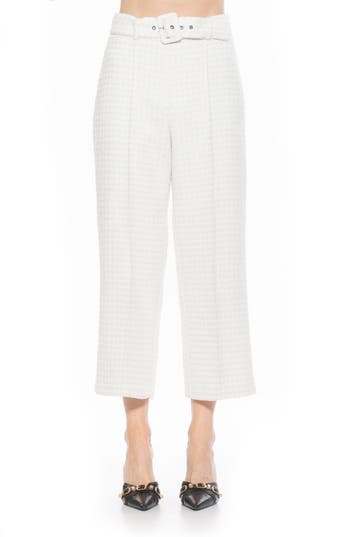 Alexia Admor Caden Tweed Wide Leg Pants In Ivory