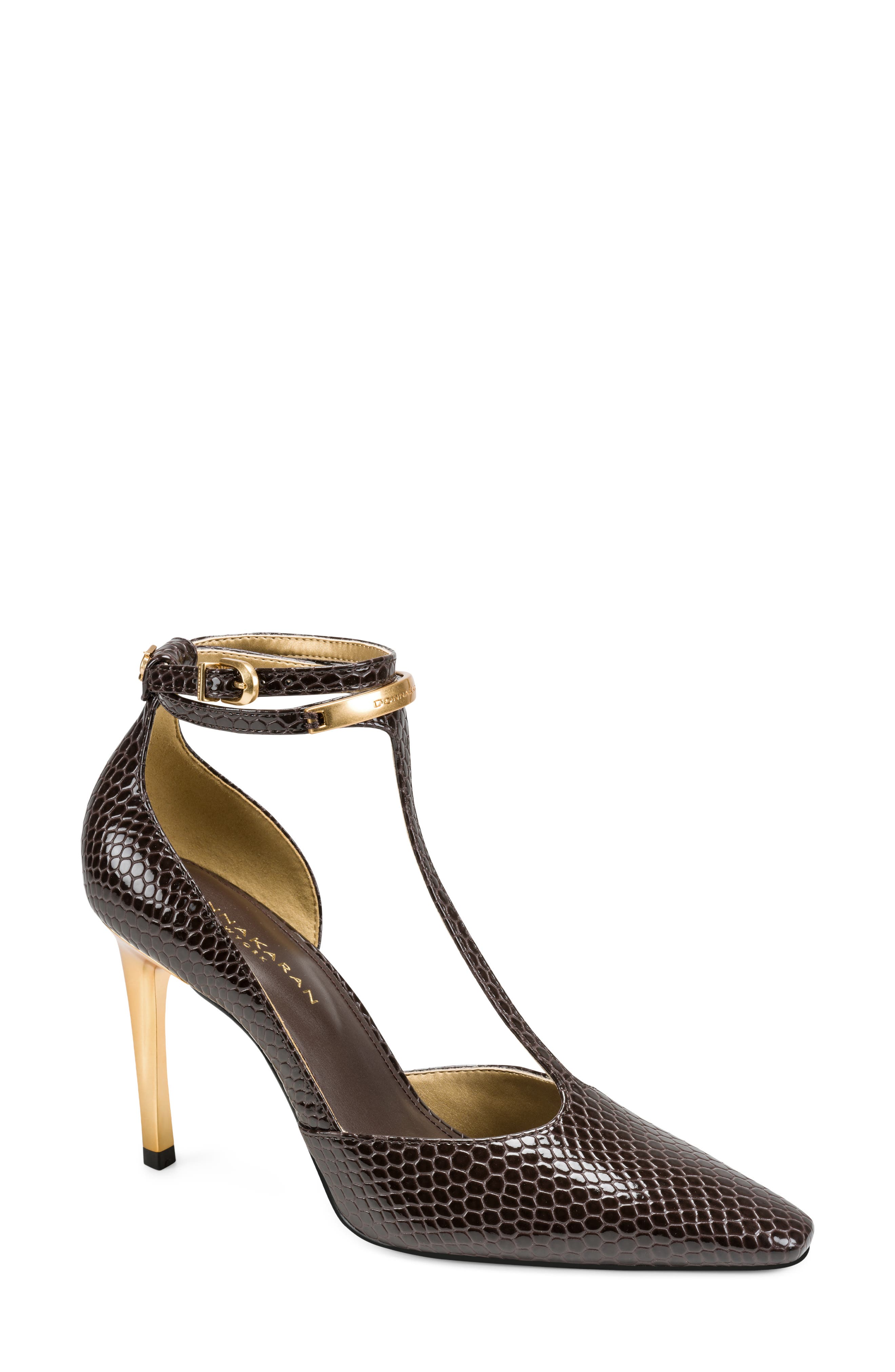 Samuel Snakeskin Embossed T-Strap Pump, Main, color, CANYON