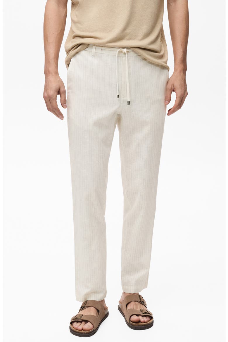 Pinstripe Straight Leg Pants, Main, color, IVORY WHITE