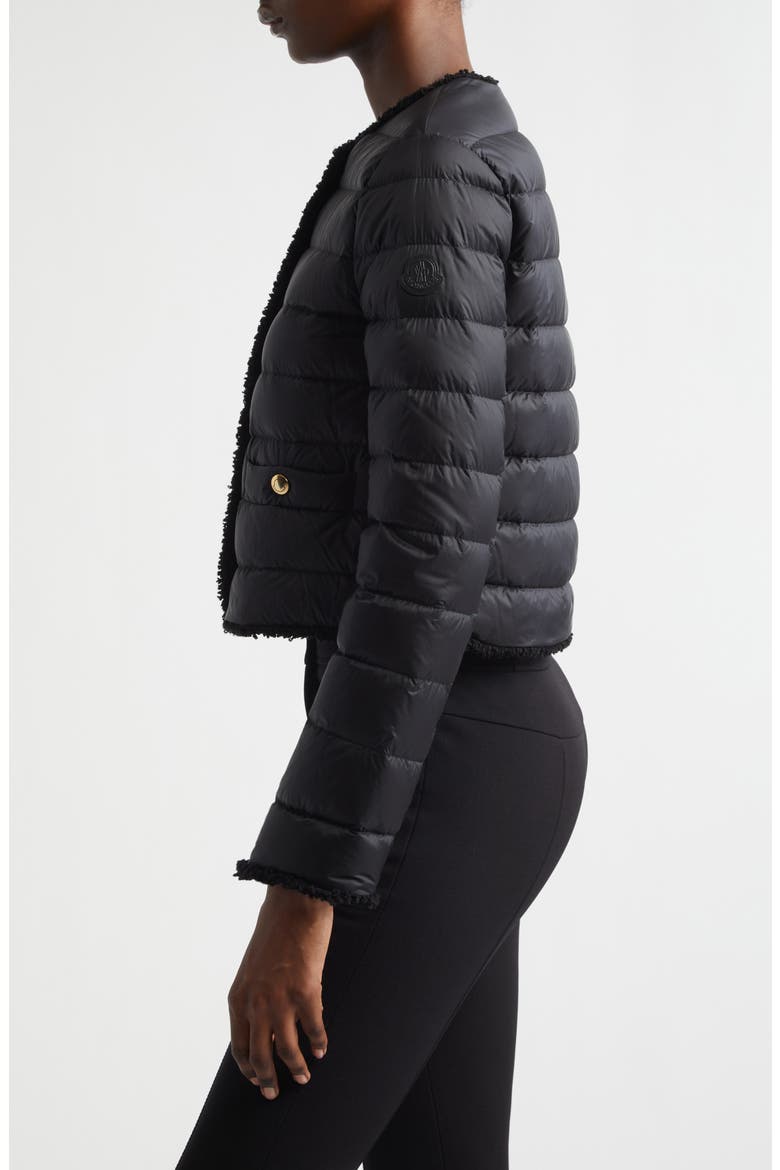 Fleurs Down Puffer Jacket, Alternate, color, BLACK