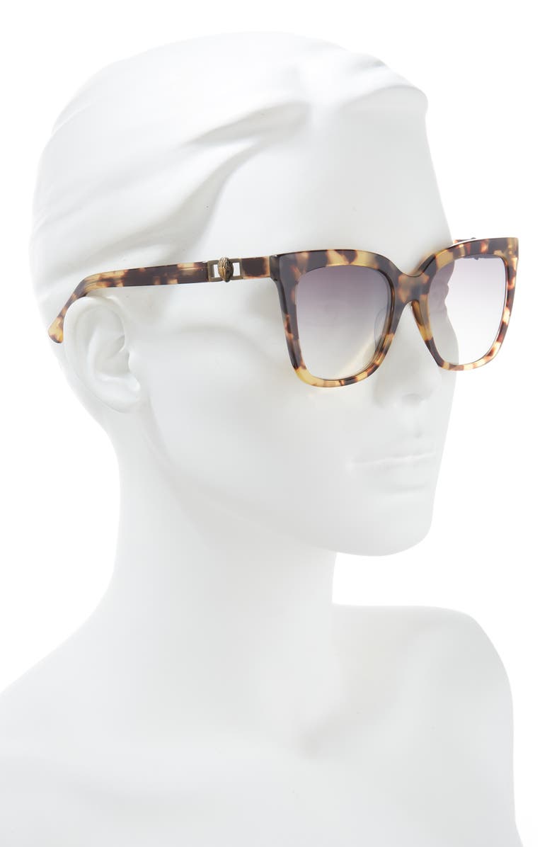 Kurt Geiger London 53mm Polarized Cat Eye Sunglasses, Alternate, color, Havana/ Gold