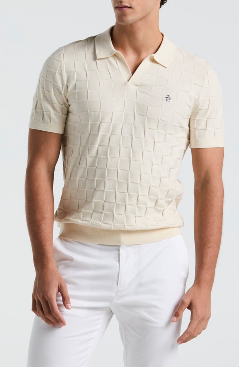 Original Penguin Jacquard Basketweave Johnny Collar Polo Sweater, Main, color, 