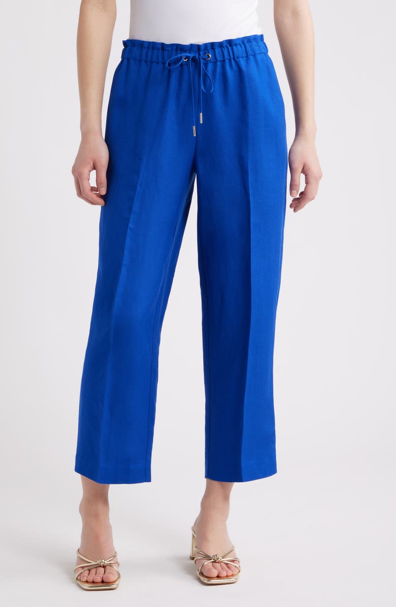 Anne Klein Linen Blend Crop Wide Leg Drawstring Pants, Main, color, 