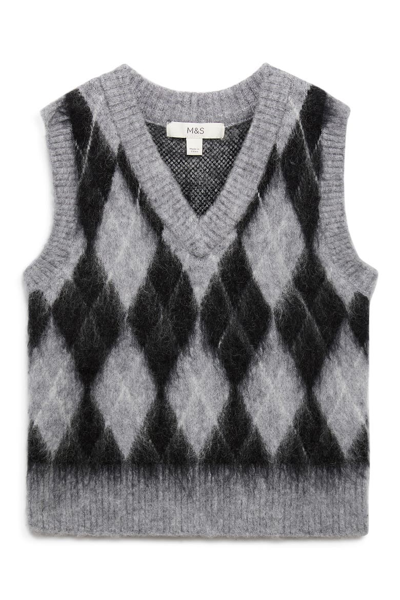 Argyle Oversize Sweater Tank, Alternate, color, GREY