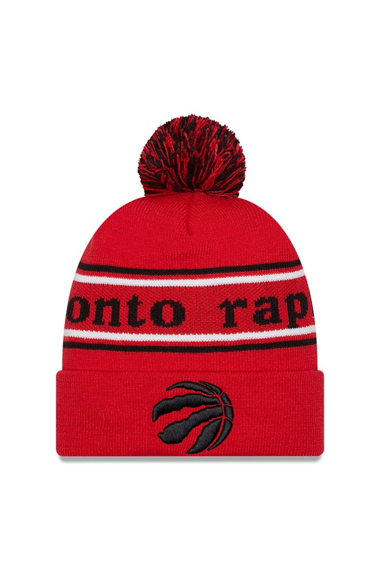 Men's New Era Red Toronto Raptors Marquee Cuffed Knit Hat with Pom, Main, color, Red