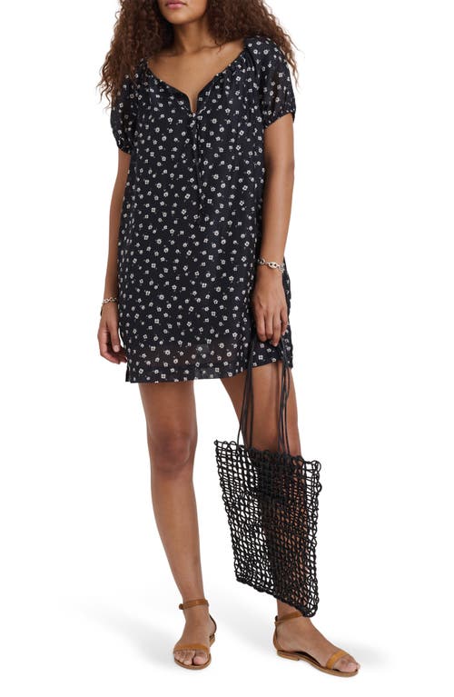 Alex Mill Rose Floral Cotton & Silk Mini Sundress In Black
