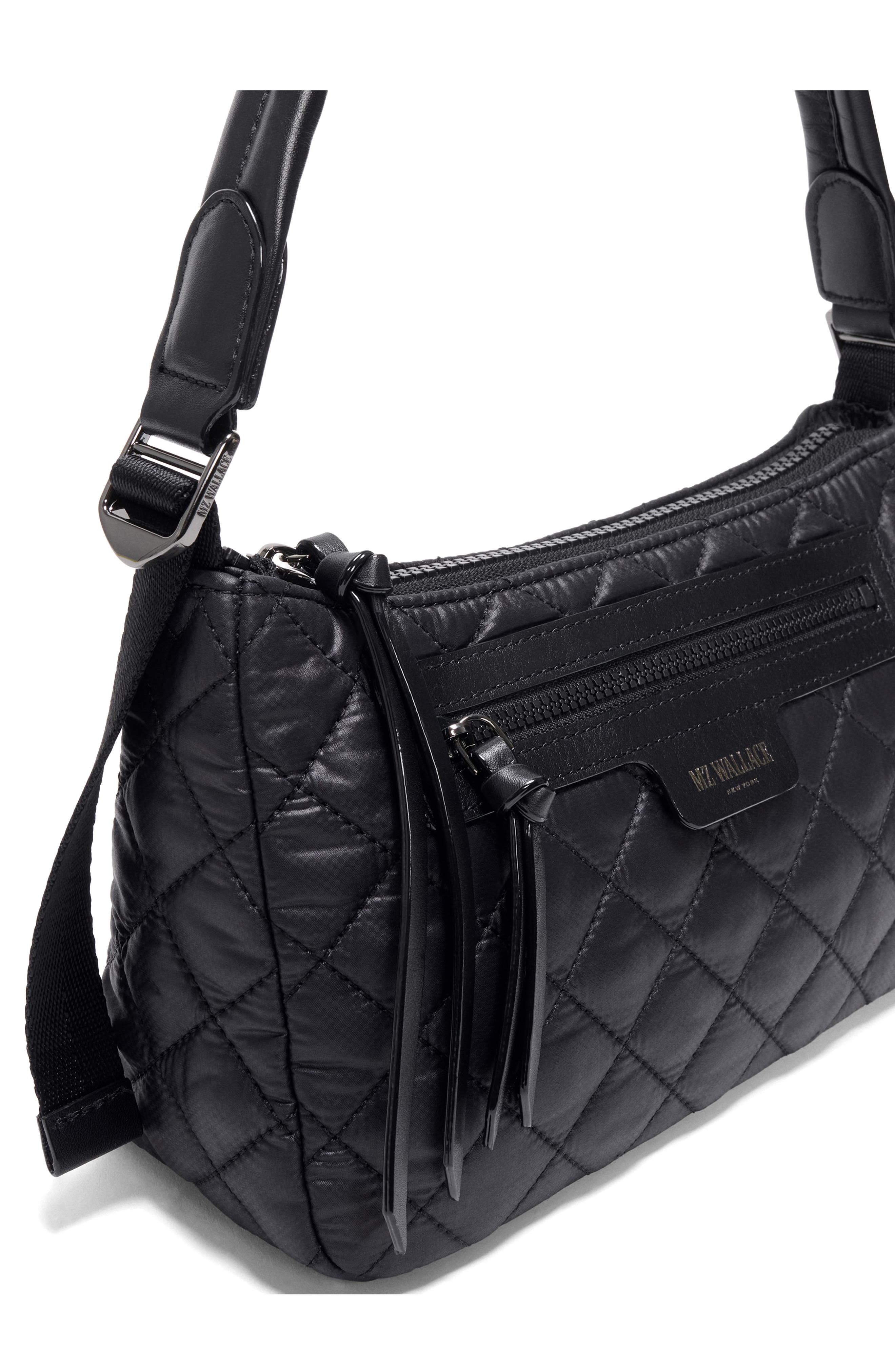 MZ Wallace Small Park Quilted Nylon Shoulder Bag, Alternate, color, Black