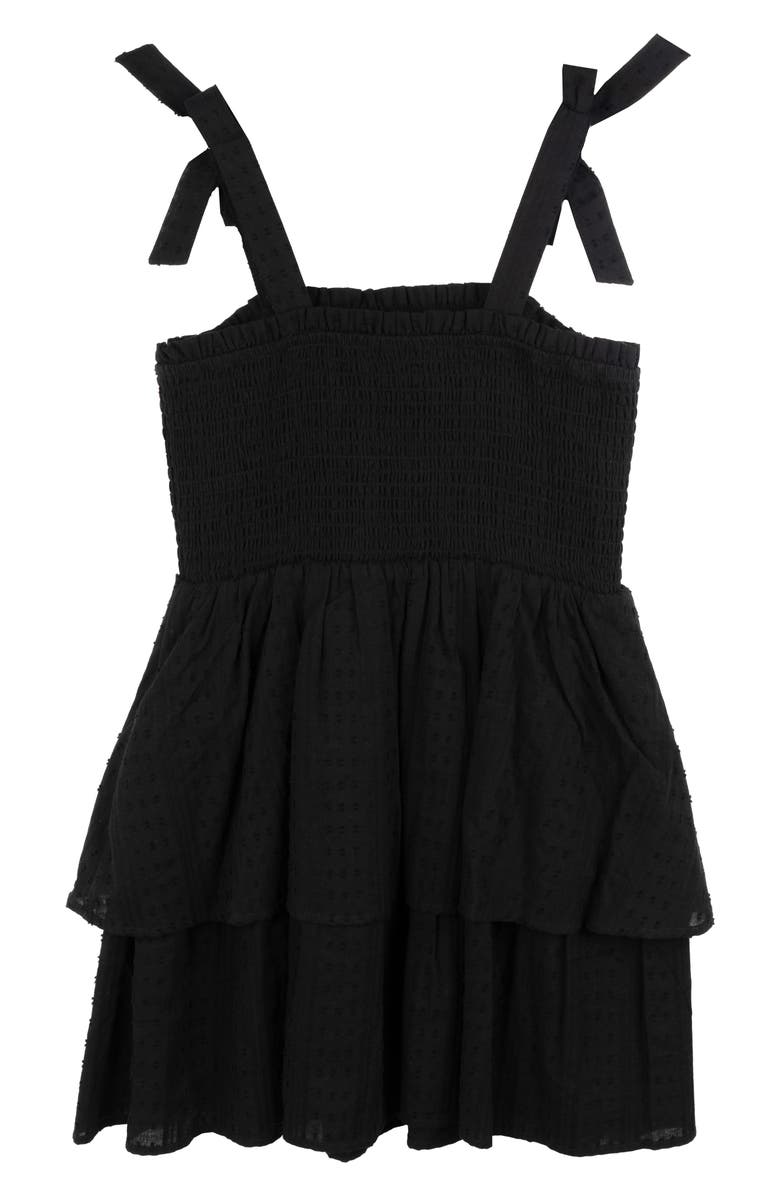 Rare Editions Kids' Tie Strap Smocked Party Dress, Alternate, color, Black