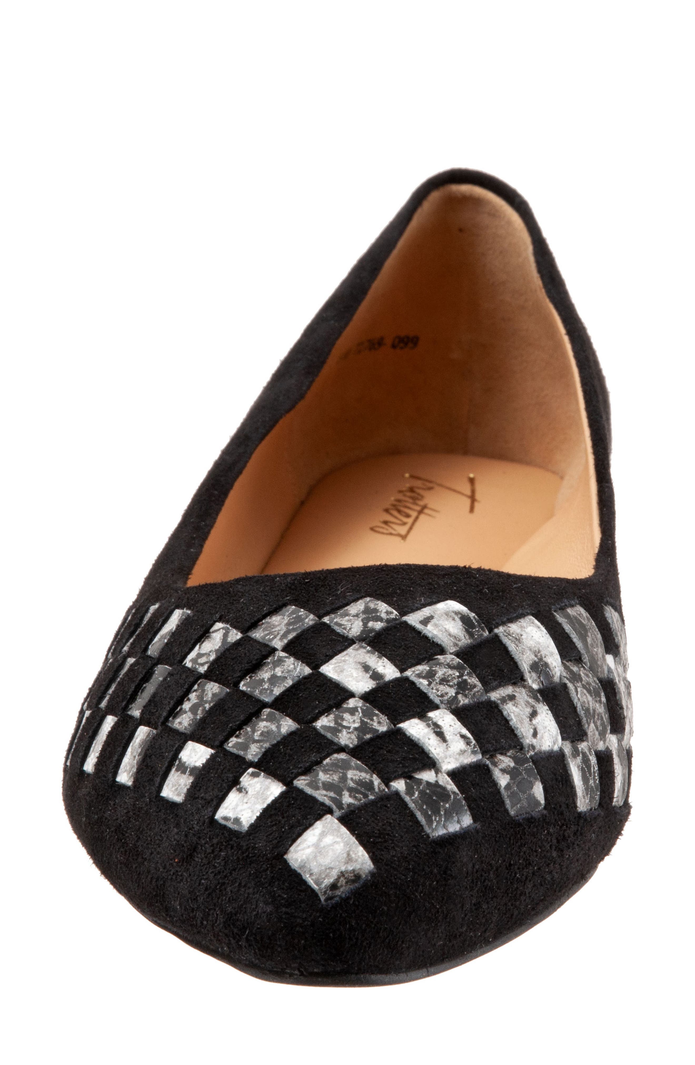 Trotters Estee Woven Flat, Alternate, color, Black Sue/ Snake