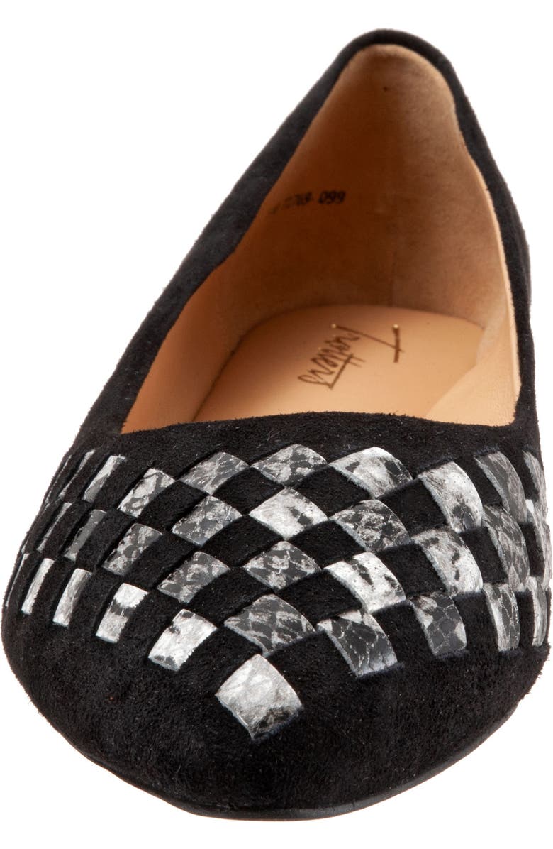 Trotters Estee Woven Flat, Alternate, color, Black Sue/ Snake