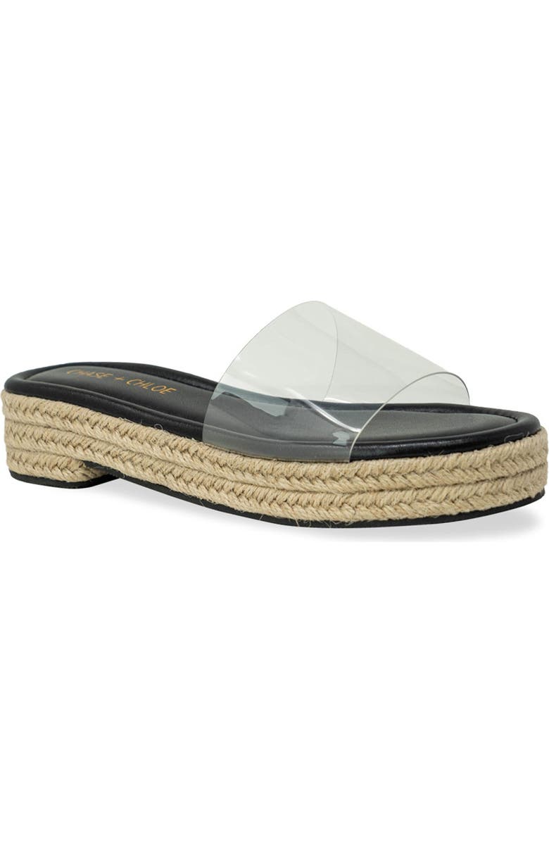 CHASE AND CHLOE Clear Platform Slide Sandal, Main, color,