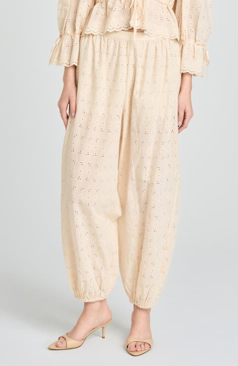 Jasmine Eyelet Embroidered Cotton Balloon Pants