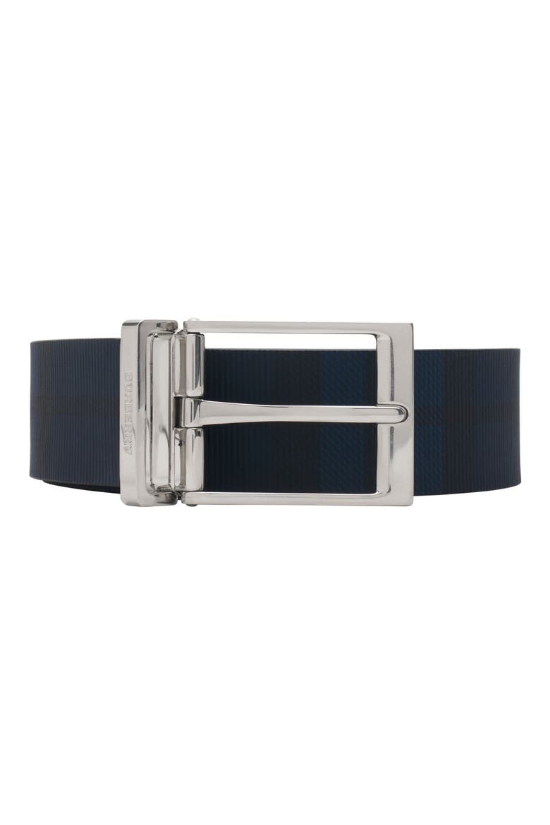 Louis Reversible Check Belt, Main, color, NAVY IP CHK/ BLACK