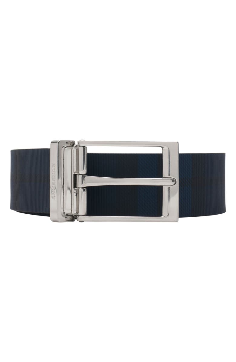Burberry Louis Reversible Check Belt, Main, color, Navy Ip Chk/ Black