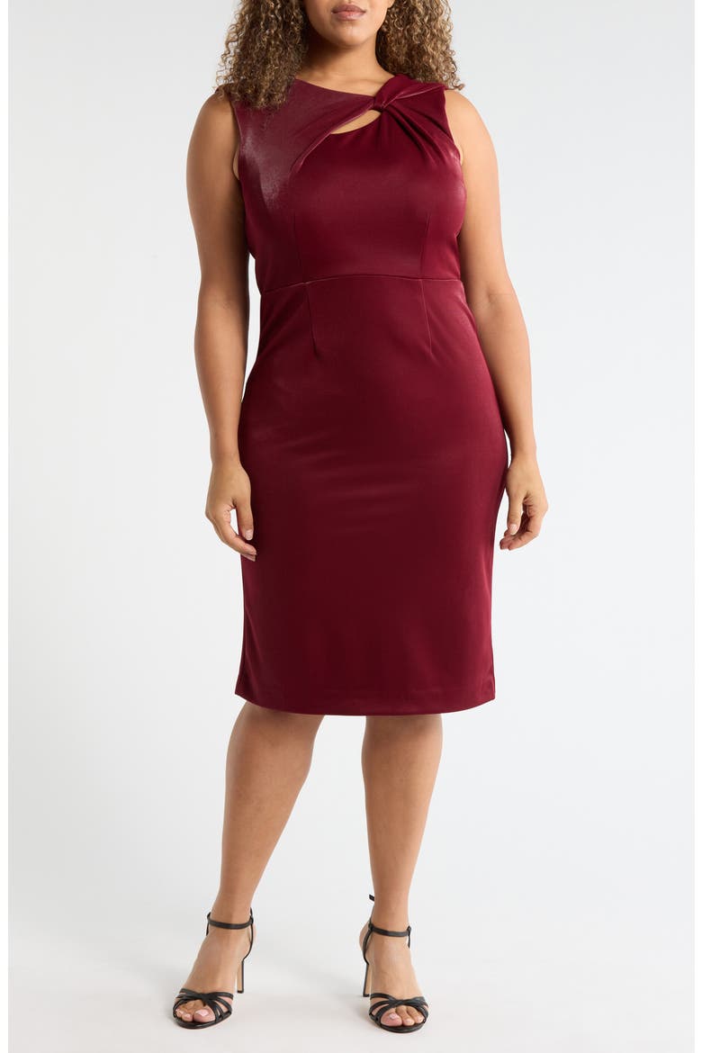 Knot Neck Sleeveless Midi Dress, Main, color, WINE