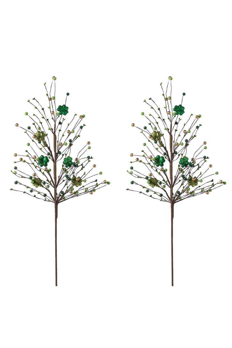 Set of 2 St. Patrick's Berry & Shamrock Picks, Alternate, color, Green