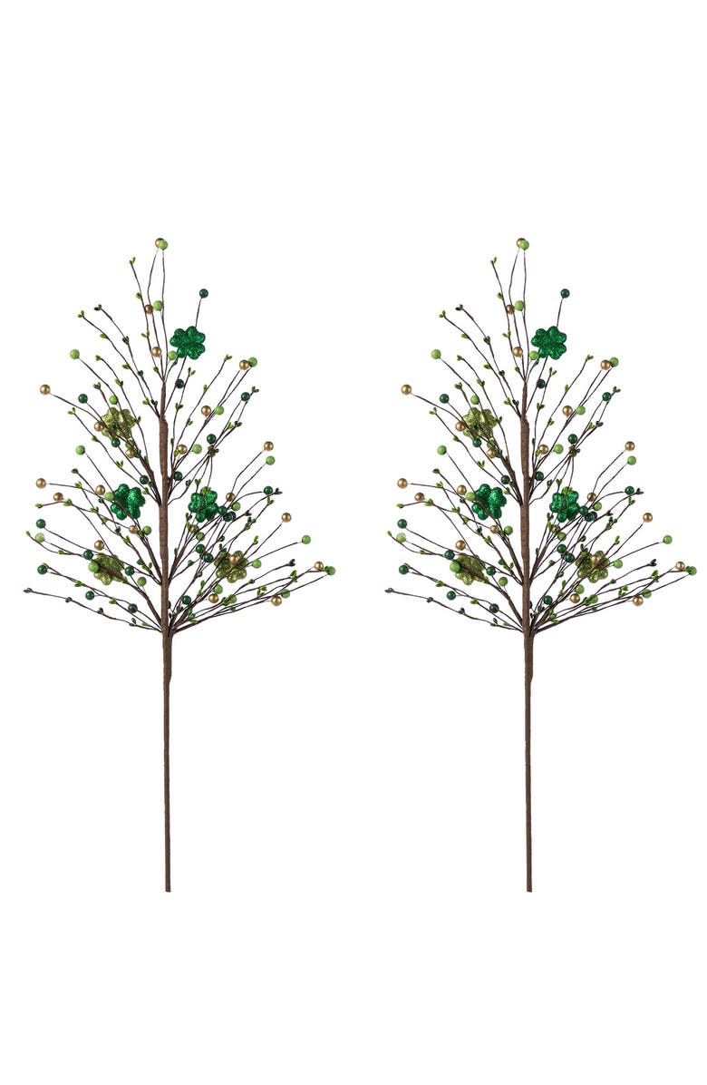 Glitzhome Set of 2 St. Patrick
s Berry 
Shamrock Picks, Alternate, color, Green
