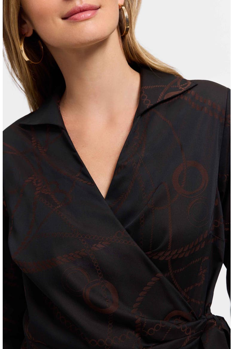 Salina Print Wrap Shirt, Alternate, color, COFFEE BROWN/ BLACK