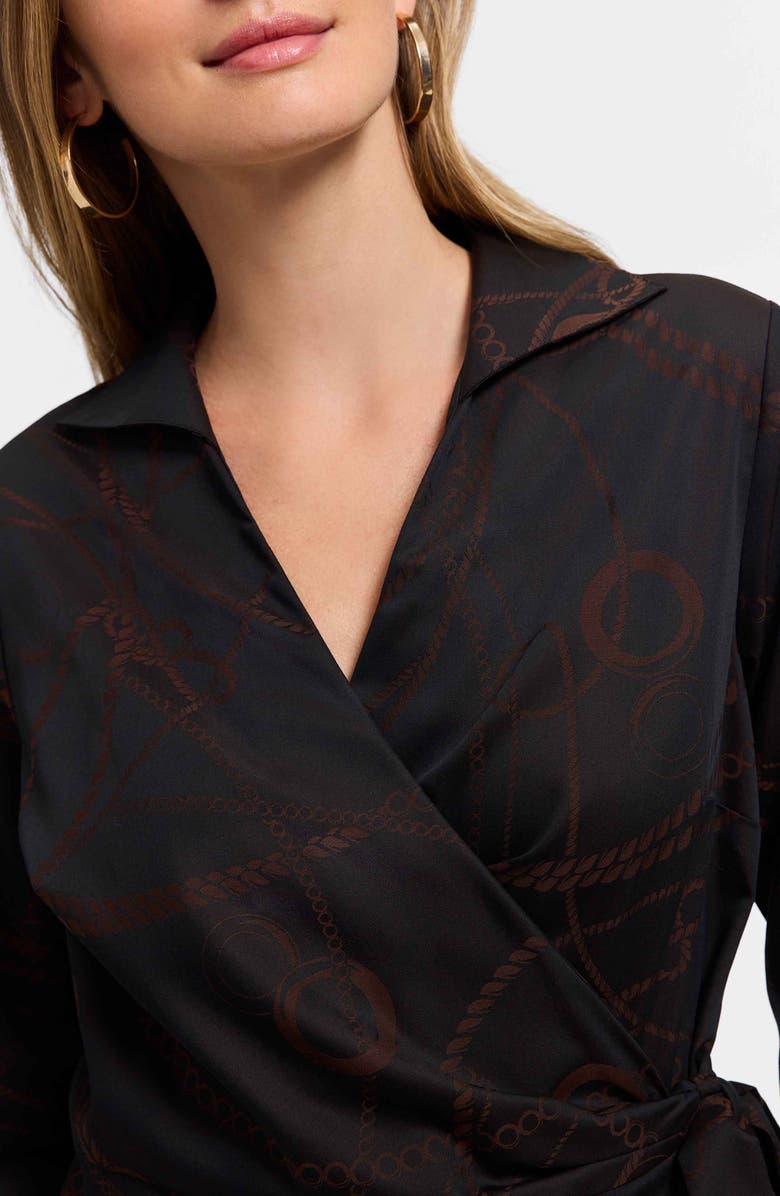 Foxcroft Salina Print Wrap Shirt, Alternate, color, Coffee Brown/ Black