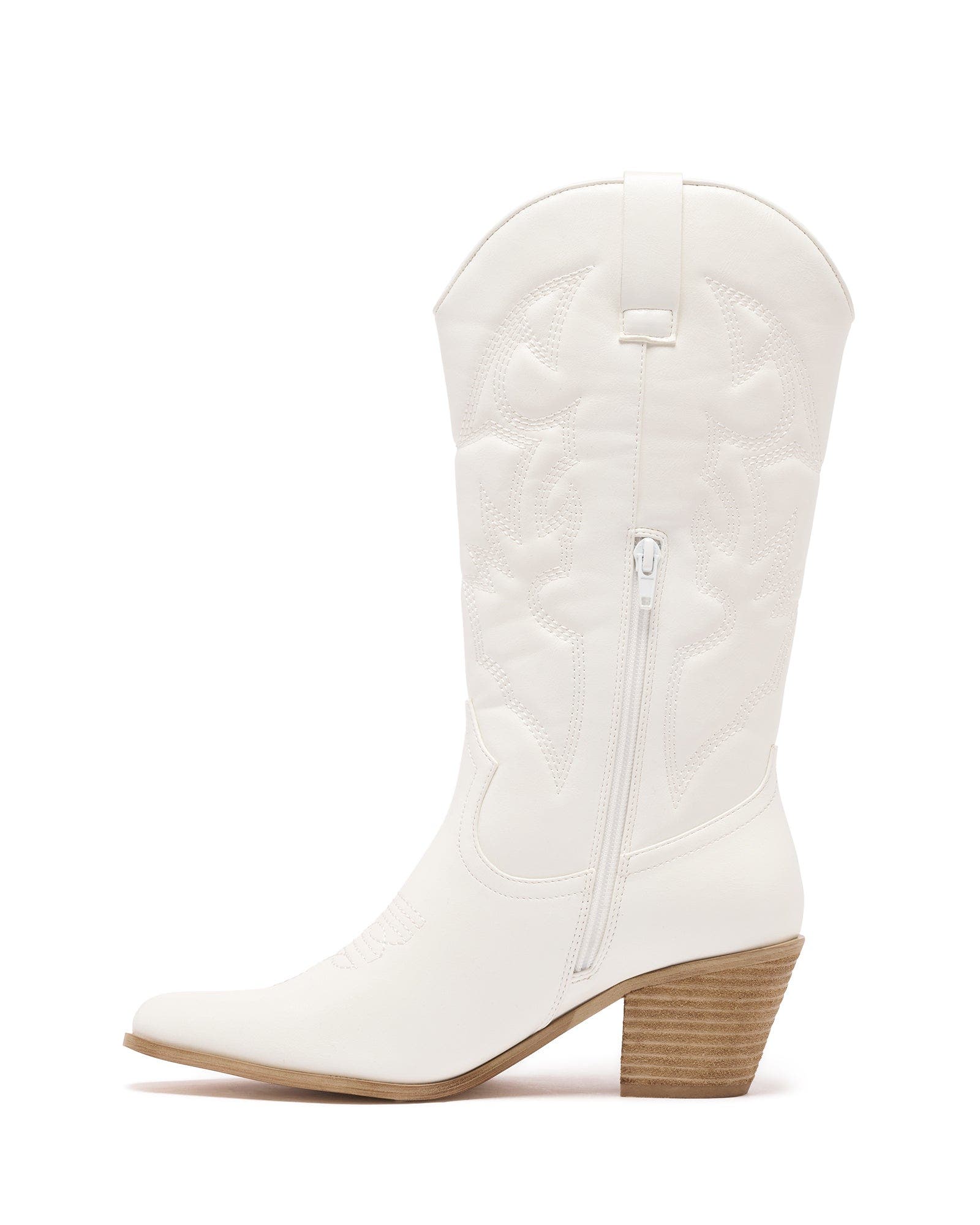 Clayton Pointed Toe Western Boot, Alternate, color, IVORY PU