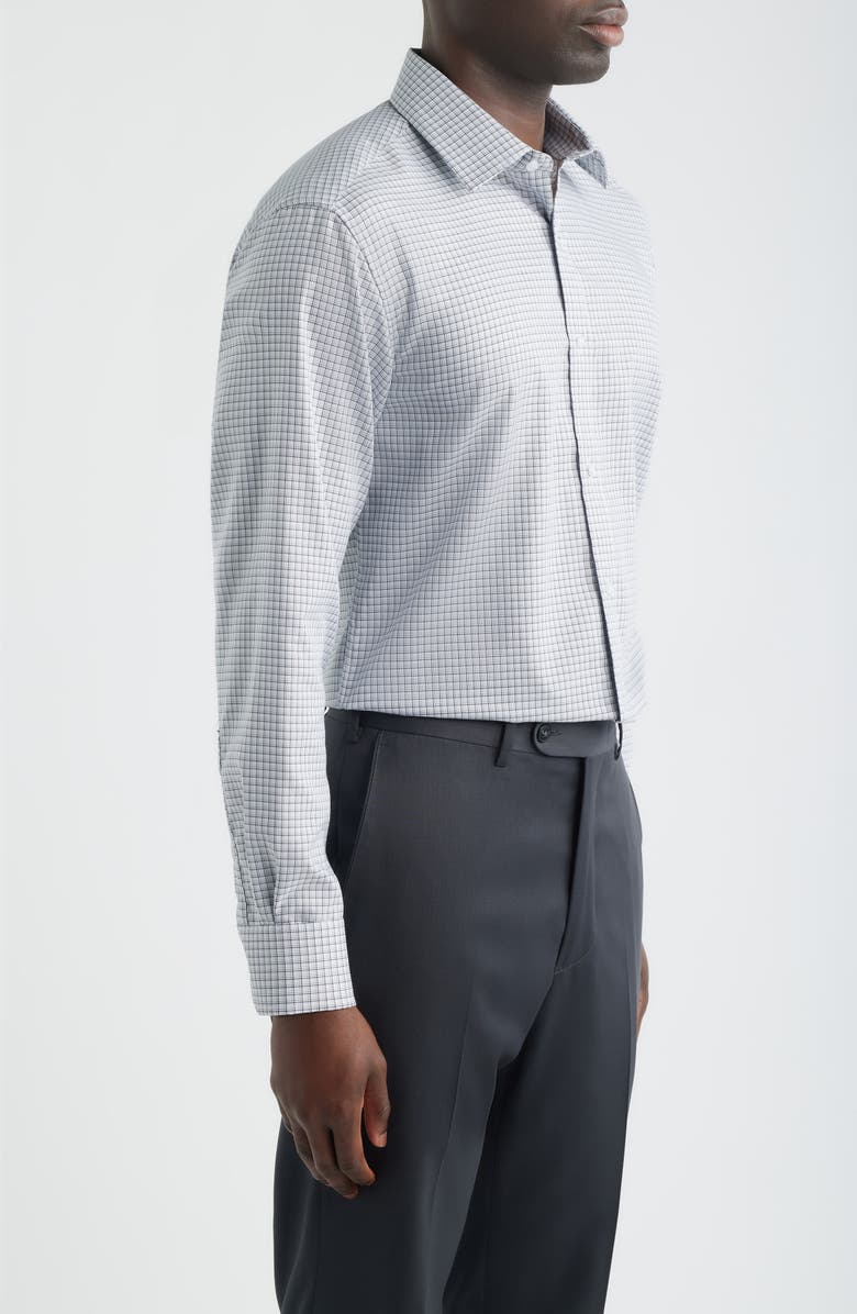 DANIEL HECHTER Modern Fit Check Textured Cotton Dress Shirt, Alternate, color, Grey
