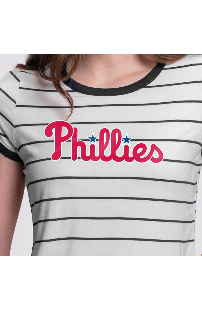 LUSSO Women's Lusso White Philadelphia Phillies Natasha Striped T-Shirt, Alternate, color, White