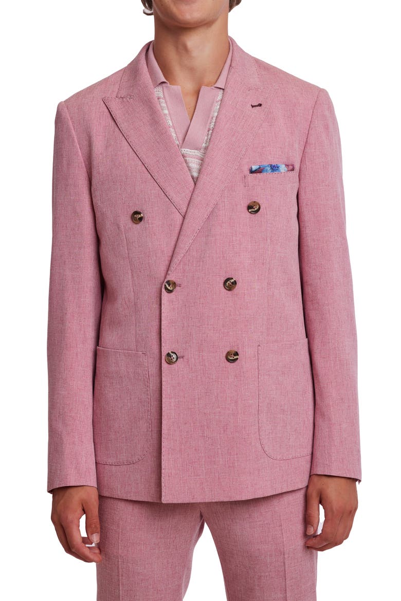 Soho Slim Fit Double Breasted Suit Jacket, Main, color, PINK MELANGE