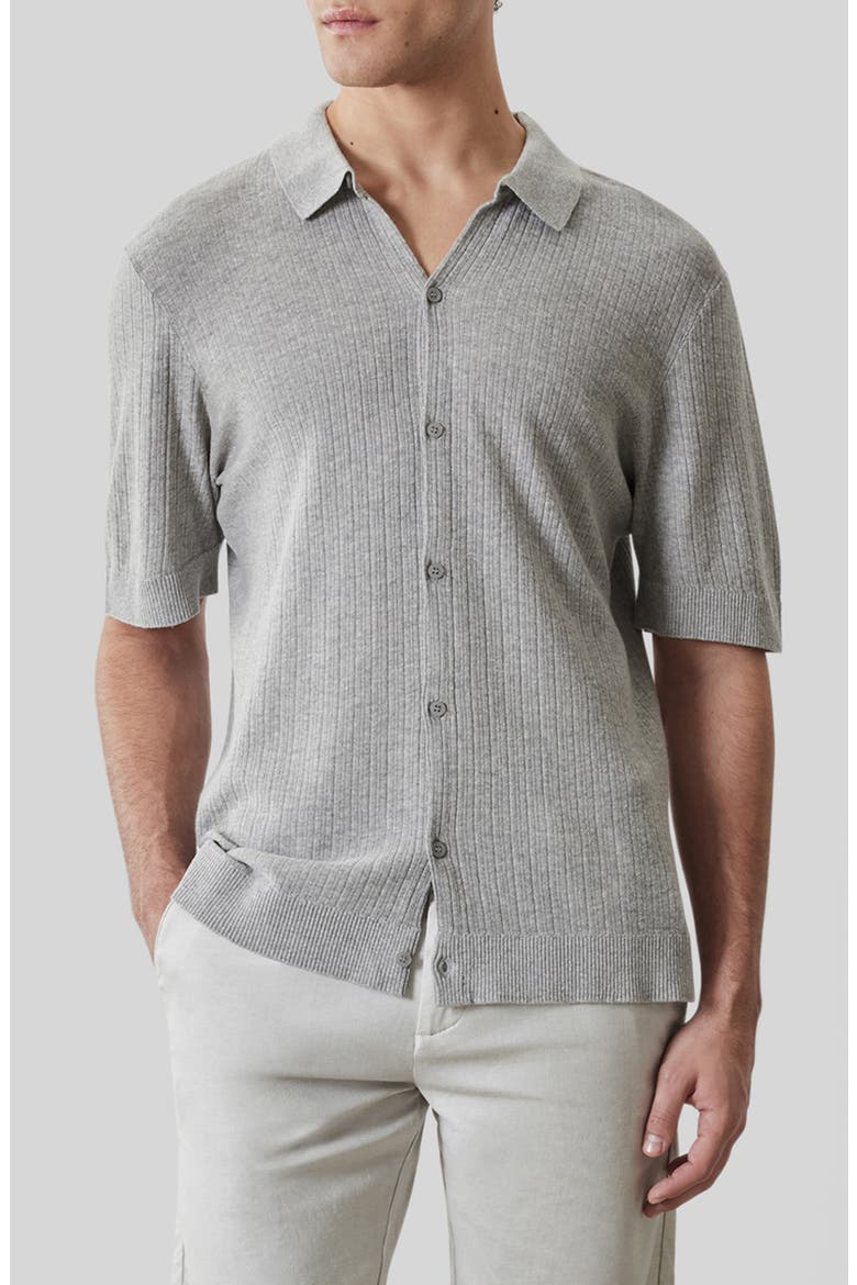 Kestrel Short Sleeve Linen & Cotton Cardigan, Main, color, GREY