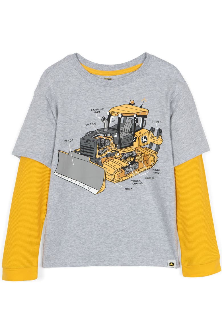 Boys' Long Sleeve T-Shirt, Main, color, Grey and Yellow