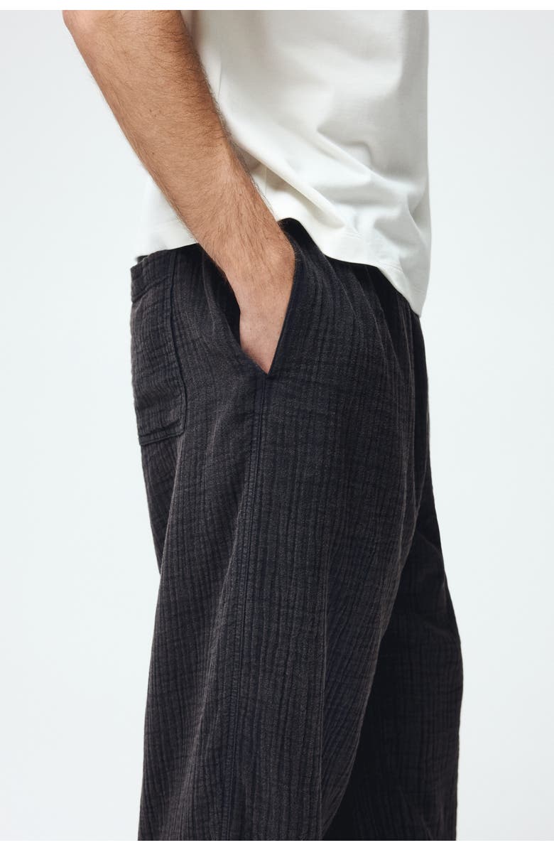 H&M Loose Fit Cotton Muslin Trousers, Alternate, color, Black