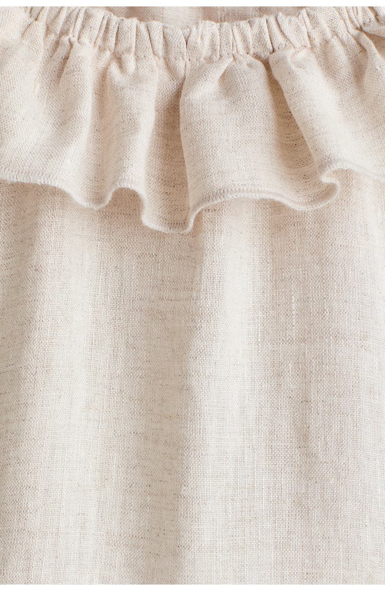 H&M Frill-collared Linen Dress, Alternate, color, Light Beige