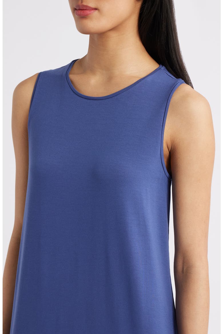 Round Neck Oval Stretch Sleeveless Midi Dress, Alternate, color, BLUETTE