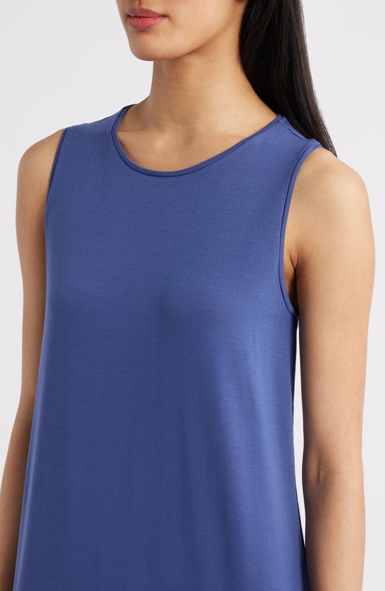 Eileen Fisher Round Neck Oval Stretch Sleeveless Midi Dress, Alternate, color, Oahu Blue