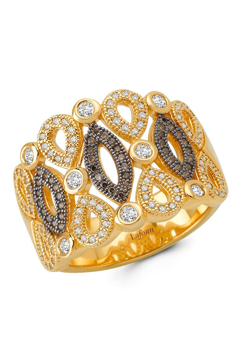 Classic Simulated Chocolate and Clear Diamond Labyrinth Band Ring, Main, color, WHITE/ CHOCOLATE
