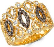 Lafonn Classic Simulated Chocolate and Clear Diamond Labyrinth Band Ring