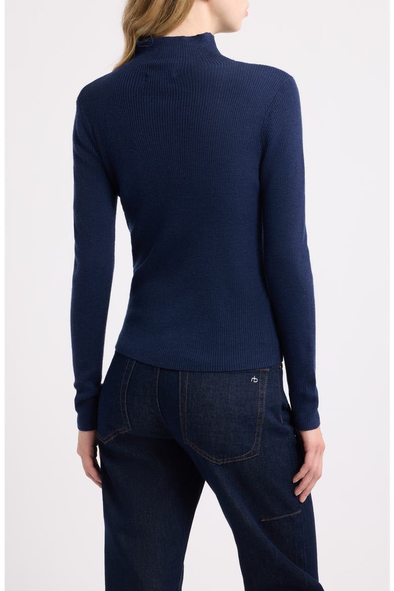 Lucy Ribbed Wool Mock Neck Sweater, Alternate, color, NAVY