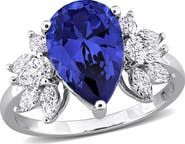 Julianna B. Lab-Created Sapphire & Diamond Floral Ring 18k