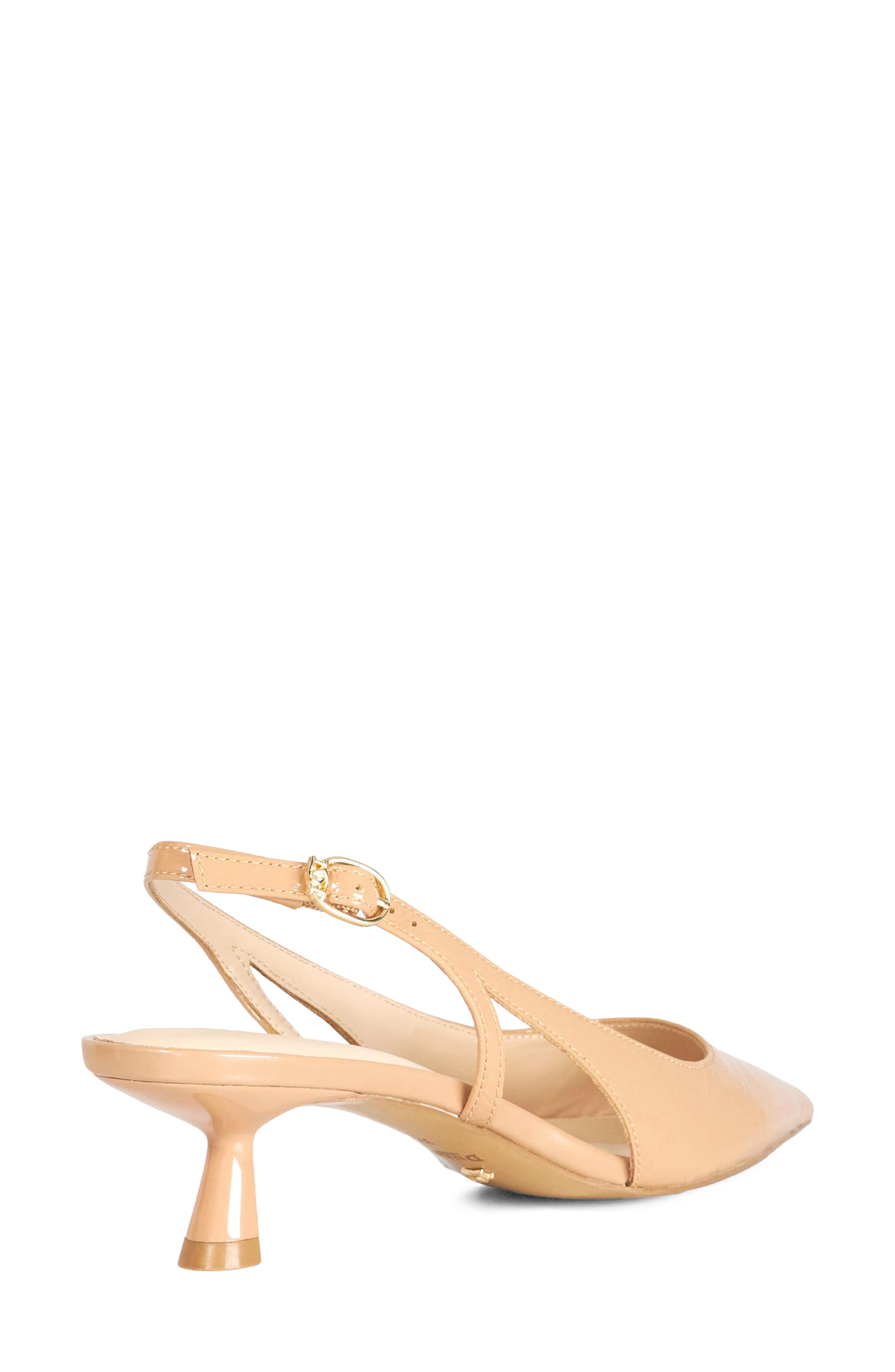 Cyan Slingback Pointed Toe Kitten Heel Pump, Alternate, color, CAMEL