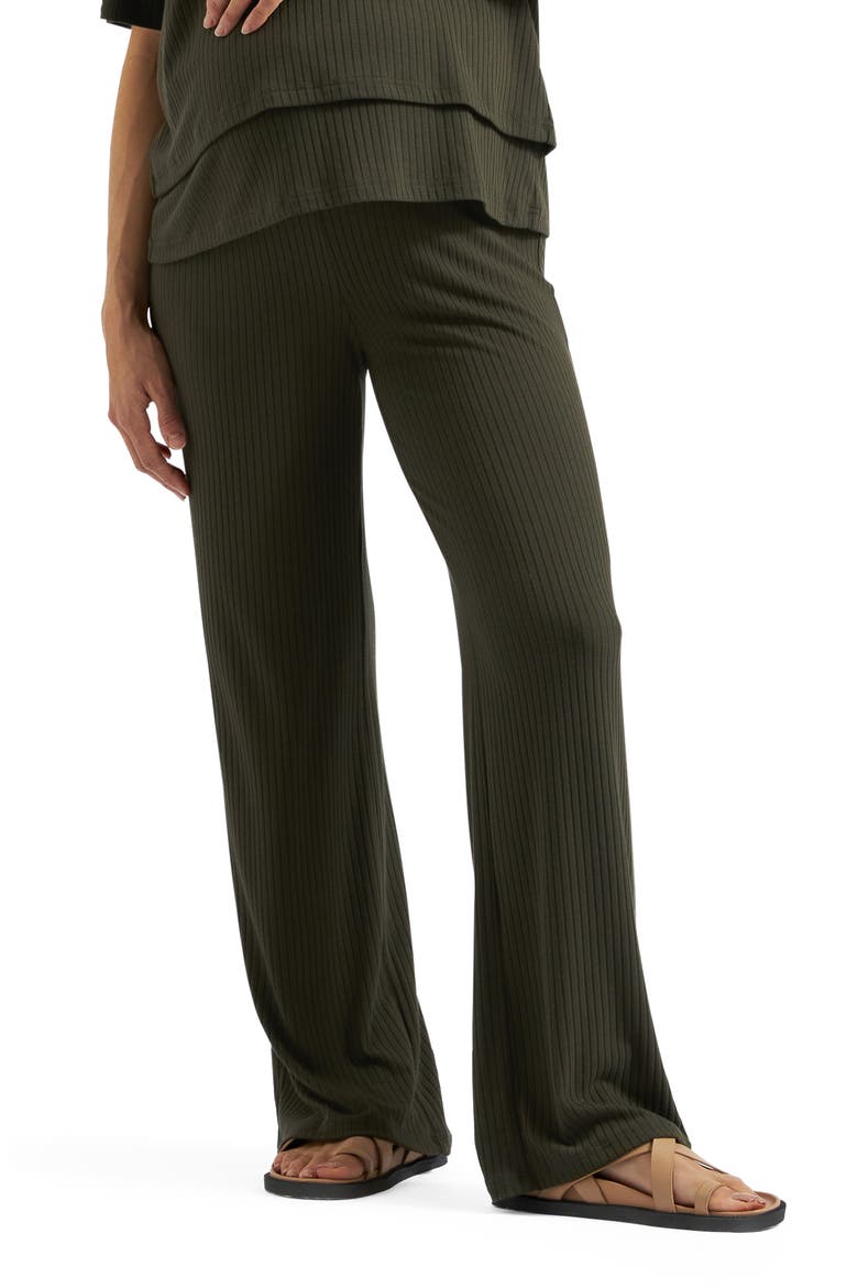 Cindy Rib Knit Maternity Pant, Main, color, KHAKI