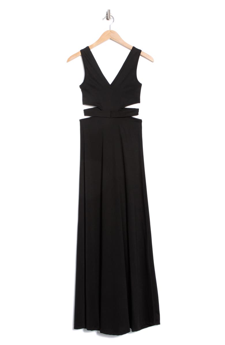 GO COUTURE Cutout Jersey Maxi Dress, Alternate, color, Black