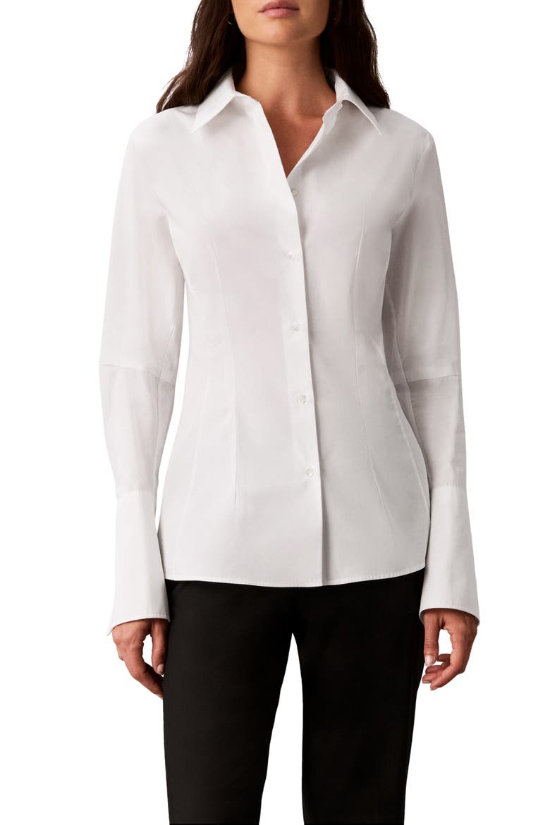 Fitted Poplin Button-Down Shirt, Main, color, PHOTO WHITE